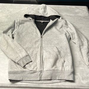 Volcom sweatshirt jacket. Men’s small. Black Sherpa lined. Light gray. Black